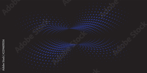 Abstract 3D halftone dots infinity twist wave vector element isolated on dark background.