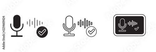 Voice Recognition Audio Waveform And Speech Verification Vector Icons