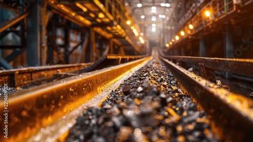 Industrial Conveyor Carrying Raw Mineral 
