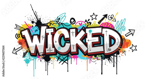 Wicked Graffiti Art with Colorful Splatters and Doodles