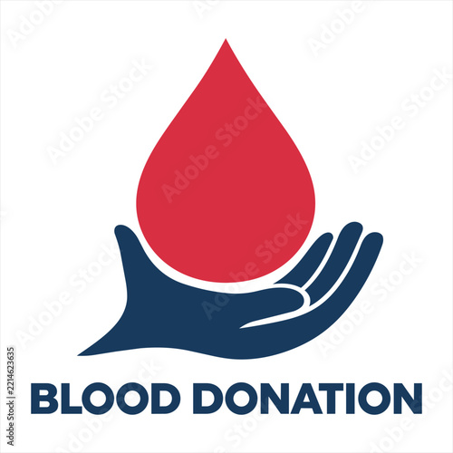 Blood Drop in Helping Hand Blood Donation Icon