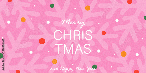 WebMerry Christmas pink festive background with snowflakes and confetti for holiday greeting cards, banners, posters, social media and covers