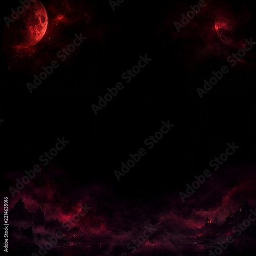 Apocalyptic Blood Moons and Crimson Volcanic Mountains Square Background