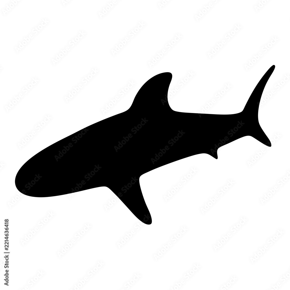 Obraz premium Black silhouette shark swimming graphic - Stylish black silhouette vector of a shark swimming, clean and modern design for illustrations or icons.