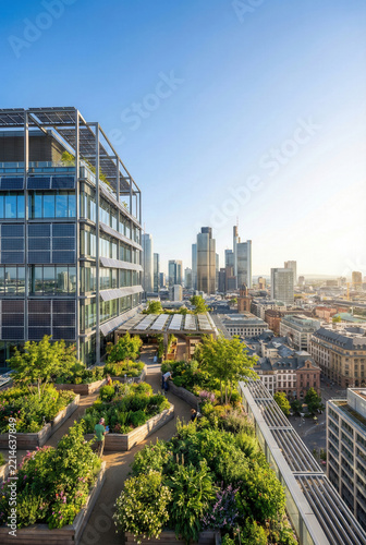 Lush Rooftop Garden Terrace on High Rise Office Tower