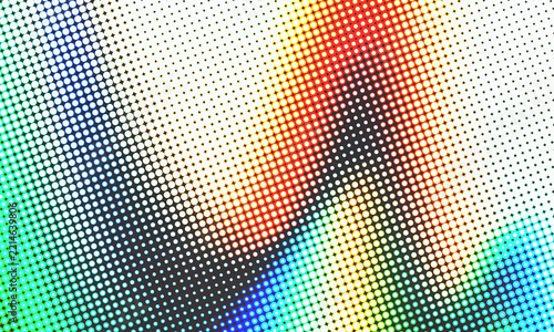 Abstract halftone pattern with vibrant gradient colors, dynamic wavy dotted background design with modern digital pixel effect