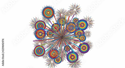 Geometric peacock feather vector design with vibrant concentric