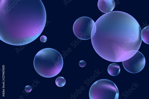 Modern realistic water bubbles, great design for any purposes. Vector illustration background. Abstract background. Banner, flyer. Creative design. Vector template.