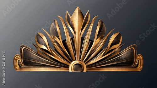 Art Deco-style  gold crown isolated on transparent background