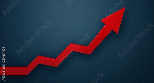 A growth up arrow signifying business success incorporated into a graphic design, creating a web banner background symbolizing market trends, with ample copy space for messages.