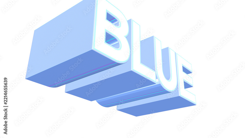 Obraz premium Bold three dimensional blue text isolated on a plain surface for modern digital graphic design projects