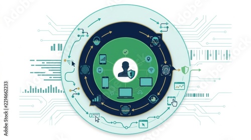 Illustration shows the concept of identity verification in the context of cybersecurity and deepfake protection strategies.