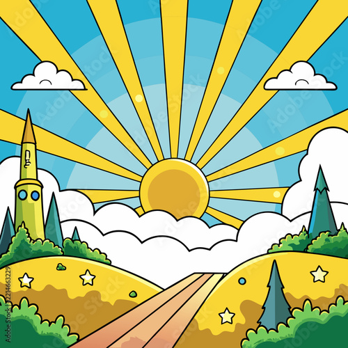vector illustration of a rural landscape