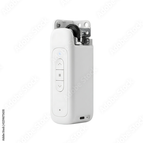 Smart electric roller blind motor device isolated on transparent background