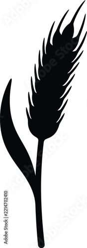 Wheat ear silhouette vector. Grain stalk vector icon