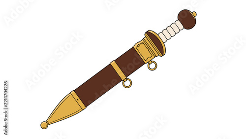 Ornate dagger with a brown and gold scabbard