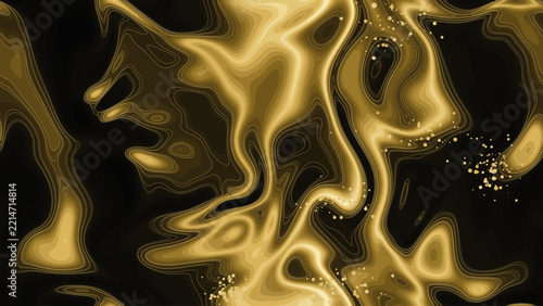 Abstract gold liquid background texture, metallic marble fluid wave pattern vector, luxury dark silk swirl design for backdrop Ai file