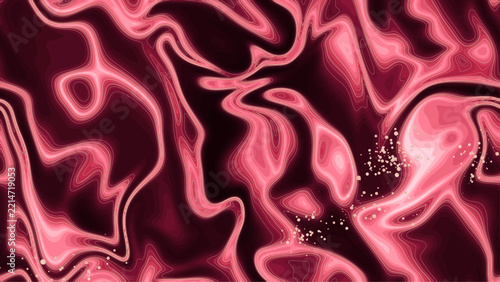 Abstract liquid marble pattern in dark pink and red shades, glossy fluid wave background for modern luxury branding Ai file