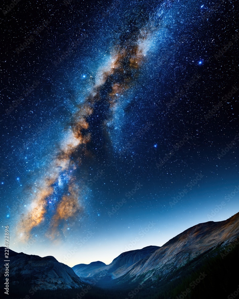 Fototapeta premium Breathtaking Panorama of the Milky Way Stretching Across the Night Sky