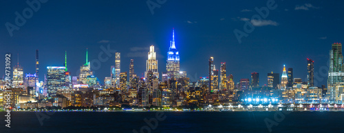 Empire State skyscraper, New York. Empire State Building in Midtown. Manhattan Empire State landmark. NYC Empire State tower panorama. New York skyscrapers at night.