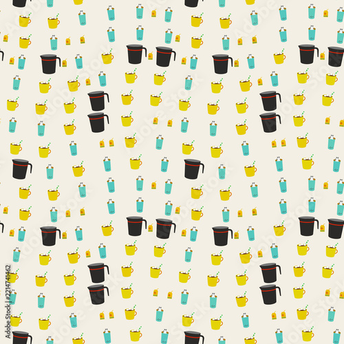 Cute Cartoon Coffee and Drink Pattern
