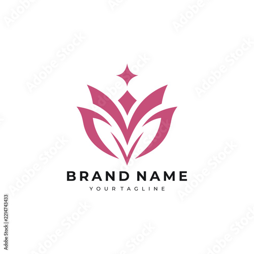 Elegant pink lotus wellness logo template