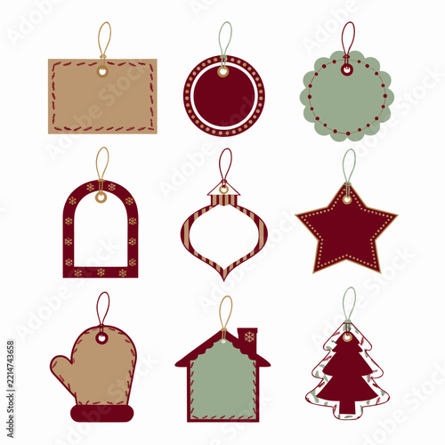 Christmas gift tags printable set of nine blank tags with strings