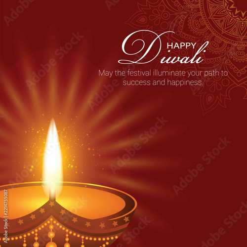 Diwali Celebration with Glowing Diyas and Ornate Arch Illustration