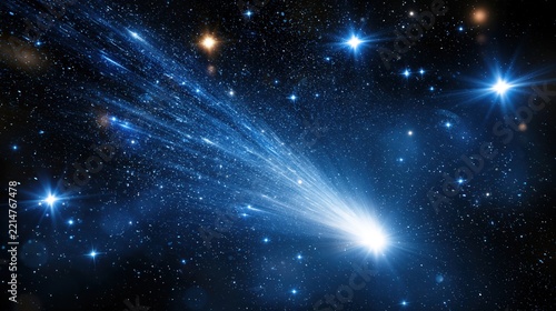 Comet Streaks Through the Vast Darkness of Space Illuminating the Stars