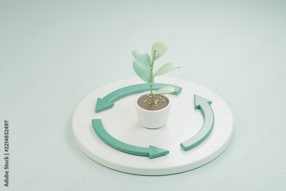 Fototapeta premium Circular economy plant recycling concept