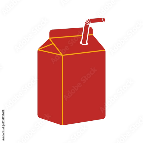 Red Juice Box with Straw - Simple Icon and Vector Graphic