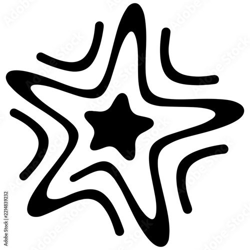 Stylized Five-Pointed Starburst Element with Wavy Outlines