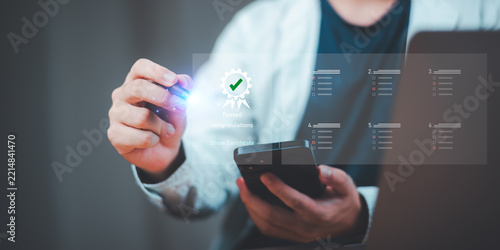 A training specialist manages online assessment and certification through skills evaluation, qualification testing, exam results, competency review, professional training, and digital credentials.
