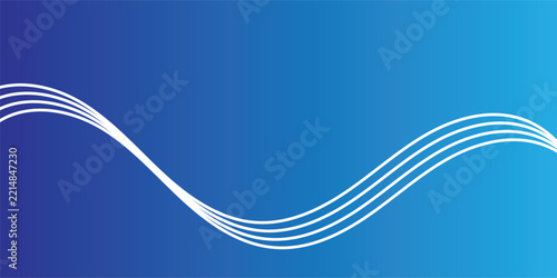 Abstract Blue Gradient Background with Elegant Thin White Curved Wave Lines Modern Corporate Design