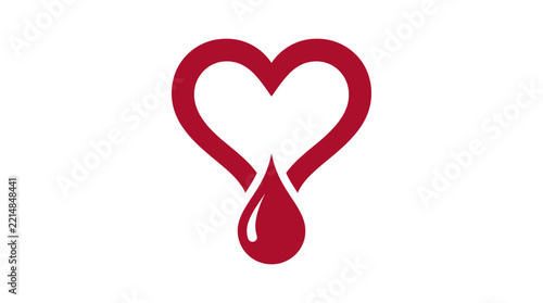 Isolated Red Heart Shape with Blood Drop Graphic