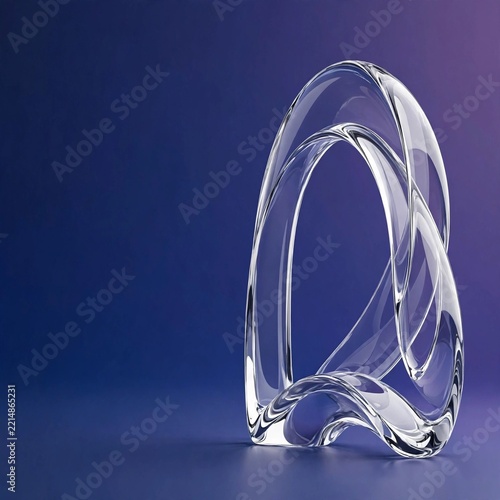 3D glossy glass arch minimal shape on deep blue violet gradient