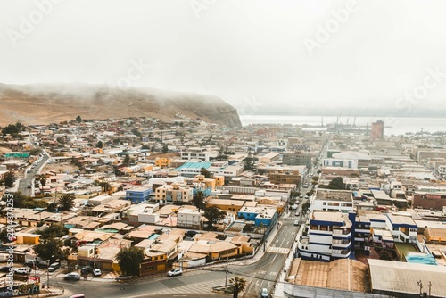 Panoramic view of the city of Arica after the rain.