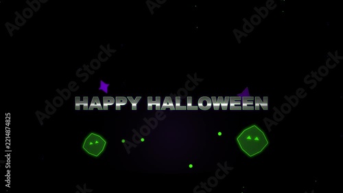 Happy Halloween Greeting Text with Glowing Particles and Spirits Animation
