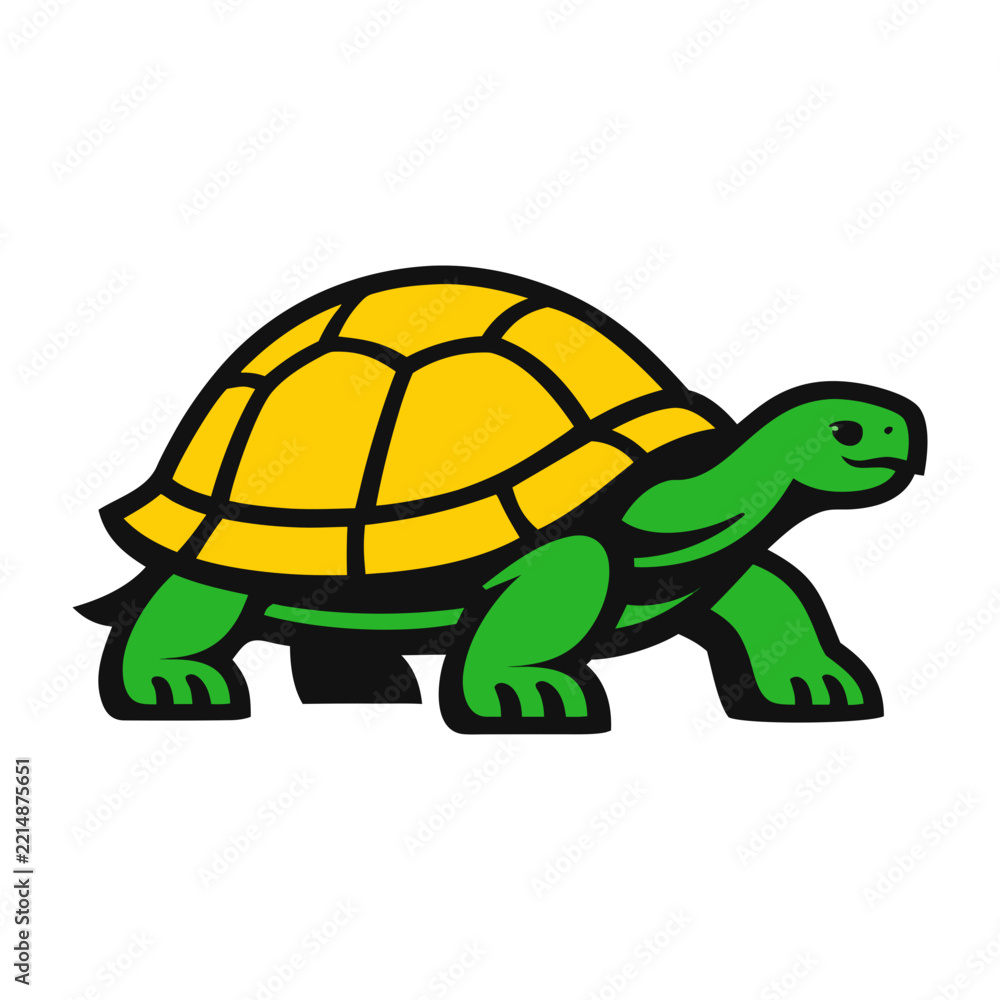 Obraz premium Cute Green & Yellow Galapagos Tortoise Character Art