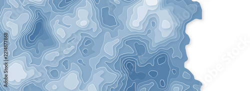 Abstract Blue Topographic Contour Map Background with Layered Terrain Lines, Organic Elevation Shapes and Minimal Geographic Design. Light Blue Topographic Map Texture with White Contour Lines, Organi