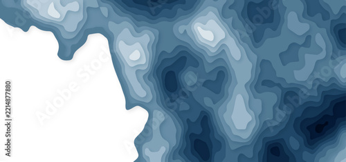 Abstract Blue Topographic Contour Background with Layered Organic Terrain Shapes, Deep Navy and Cyan Tones, Modern Geographic Map Texture. Blue Topographic Map Background with Layered Contour Shapes, 