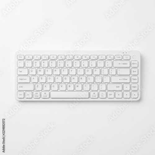 Minimalist white keyboard mockup for product display and digital marketing presentations