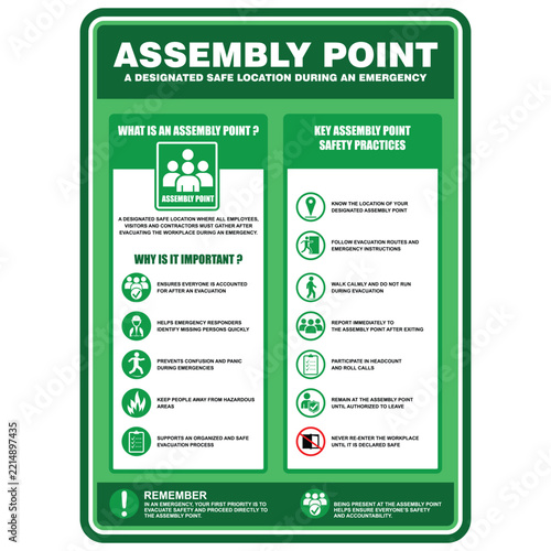 Assembly Point, infographic and poster vector