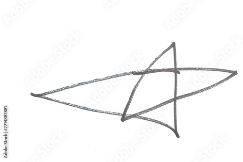 Geometric star sketch drawn on transparent png background for graphic design