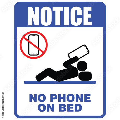 Notice, no phone on bed. sign vector
