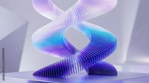 Abstract helical spiral structure with gradient blue and purple