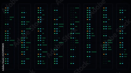 Abstract Digital Code Data Streams Flowing on Dark Screen Background