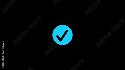 Minimal white check mark icon inside a circular badge with radiating lines on a black background, representing success, approval, verification, confirmation, validation,