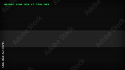 Analog video glitch effect with horizontal scanlines and hum bar noise