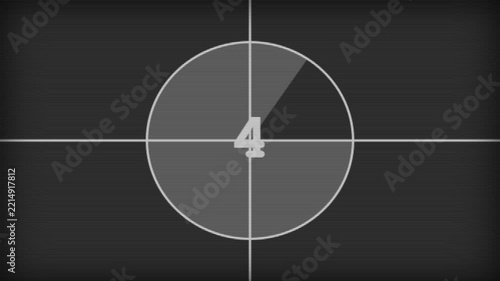 Classic Retro Film Countdown Leader with Circular Dial Graphics